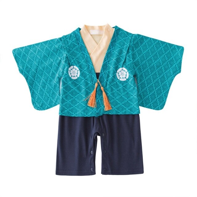 Baby Blue Japanese Style Kimono & Jumpsuit Set (Age Newborn - 3yrs) Blue